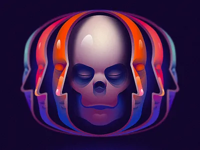 Too Many Faces 💀🎭 face gradient graphic design illustration mask simple skull