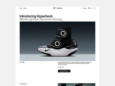 Hyperboot - Performance Product Launch UI athletic boot clean design design e commerce hyperboot nike product product design product photography product showcase responsive design sports boot ui ui design ux design uxui