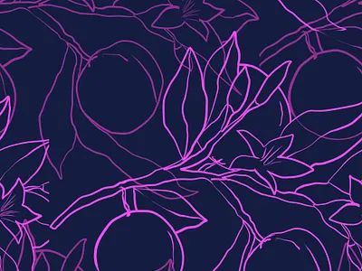 Linear Orange With Leaves on Dark. Seamless pattern fabric fashion floral food neon orange pattern seamless textile