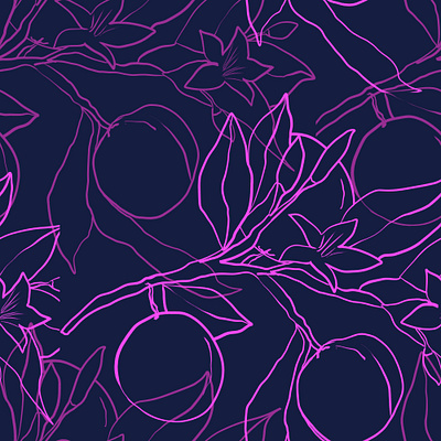 Linear Orange With Leaves on Dark. Seamless pattern fabric fashion floral food neon orange pattern seamless textile