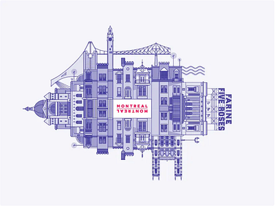 Montreal Overview blue branding cilabstudio city design illustration line montreal