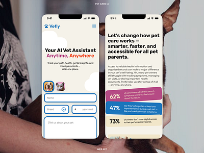 Pet Care AI Web App ai branding clean figma health illustration landing page minimalist mobile app mobile responsive modern pet product design ui ux web design