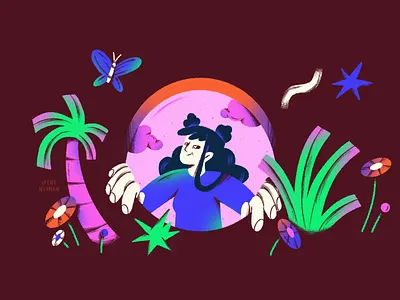 Fantasy art character colorful design fantasy flat illustration illustrator plants window