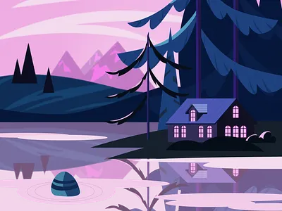 Вечерний пейзаж design illustration vector