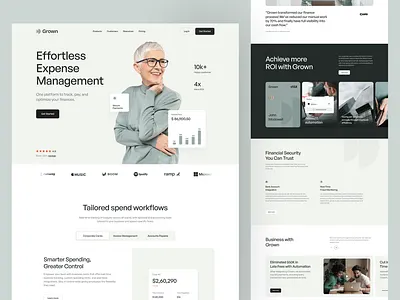 Grown – Effortless Expense Management expense finance landing page management money saas webpage website