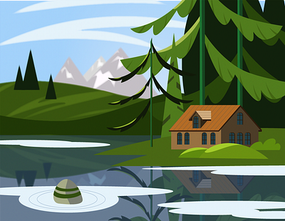 Летний пейзаж в векторе design illustration vector