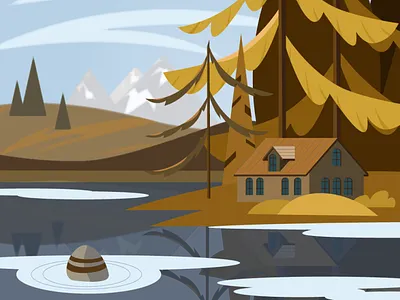 Осенний пейзаж в векторе design illustration vector