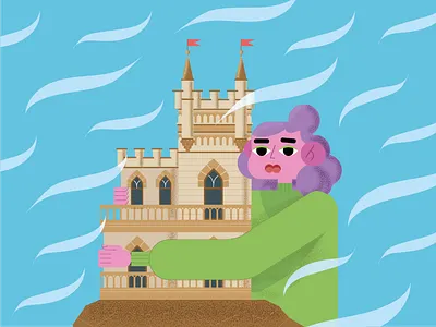 Милая леди и замок design illustration vector