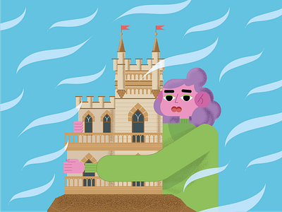 Милая леди и замок design illustration vector