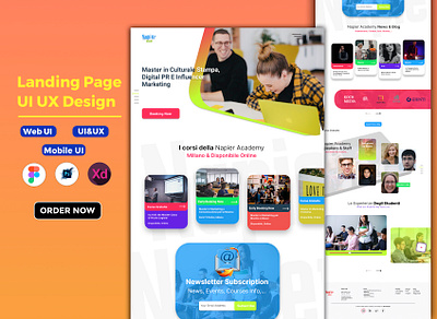 Colorful Landing Page UI Design clean design colorful ui conversion focused dribbble design edtech ui education website figma design figma ui hero section homepage design landing page modern web ui newsletter ui responsive design uiux uiuxdesigner user interface web design website ui xd design