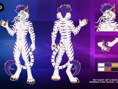 Tiger Sabertooth Hybrid Fursona Ref Sheet Finished commissionart commissionsopen dragontiger furryart furryartist furryfursona furryrefsheet maniac designz sabertooth sabertoothfursona tiger tigerdigitalart tigerrefsheet whitesabertooth whitetiger