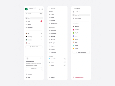 Modern App Navigation Interface app interface app settings clean layout flat design minimal navigation modern app modern interface navigation bar navigation interface productivity app settings panel sidebar menu ui concept ui design ux design ux ui web application workspace tools