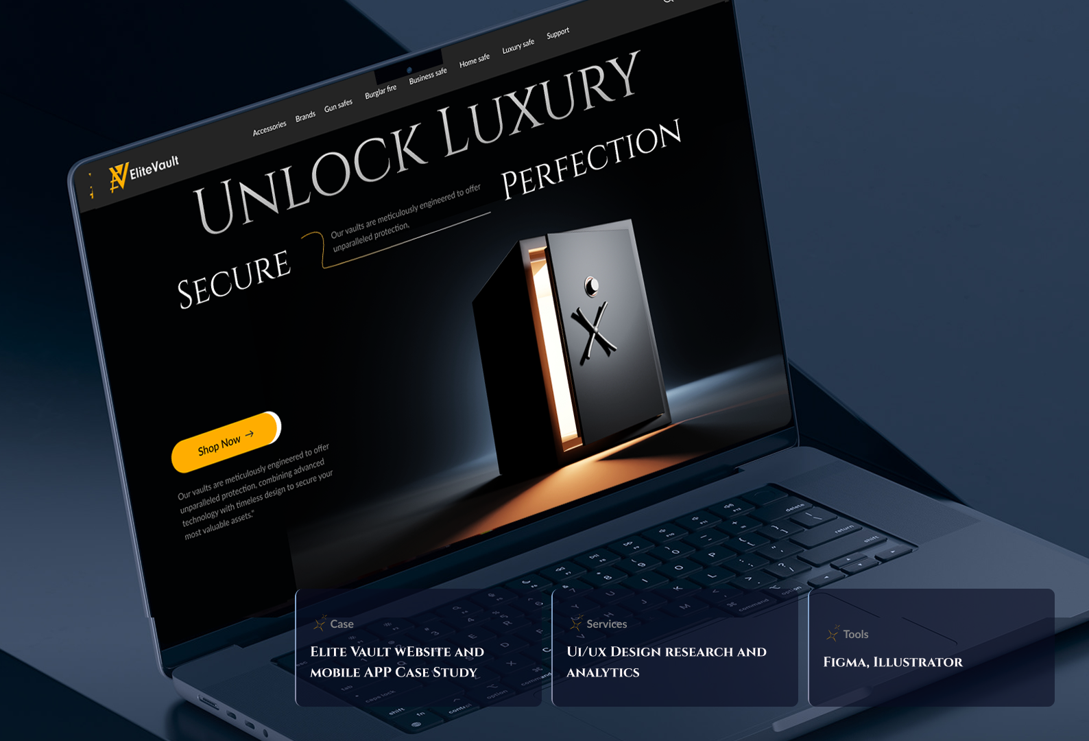 EliteVault: Vault & Security E-commerce Platform app ecommerce figma landing page mobile app product design responsive design safe safety ui ui design uiux uiux design ux ux design vault vault safe vault website web design website