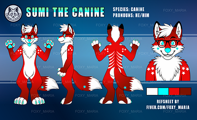 Sumi the Canine Cute Fursona Ref Sheet Completed bluefox canine canine fursona commissionsopen cute canine fox foxart foxcommissionart foxfursona foxfursonaref foxrefsheet foxy maria furry furry reference sheet furryartist fursona red fox