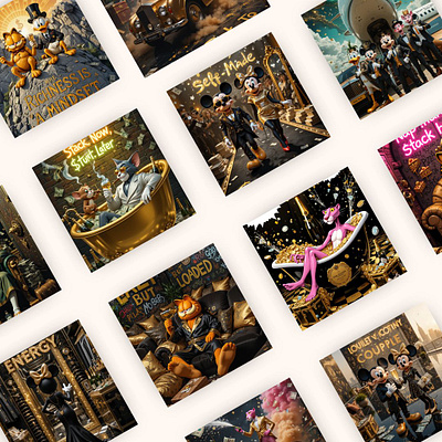 Legends of Luxury: Iconic Characters in a Golden World 2d adobe ai art conceptart conceptdesign design graphic design illustration popart