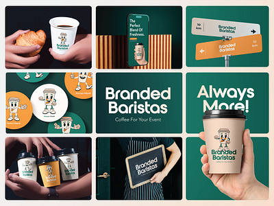 Branded Baristas – Coffee Branding for Bold Events brand branding color theory graphic design logo logo usage stationary typography visual identity