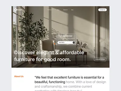 Furniture Landing Page chair clean design ecommerce furniture furniture website homedecor interior website landing page online store ui uiux web design