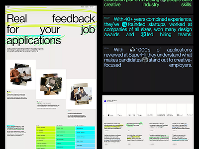 Creative Job Application Platform application feedback clean sections clear hierarchy content driven creative professionals design systems expert advice hiring process job platform minimal interface modern typography portfolio review product design responsive web ui design ui layout user journey ux design ux strategy visual storytelling