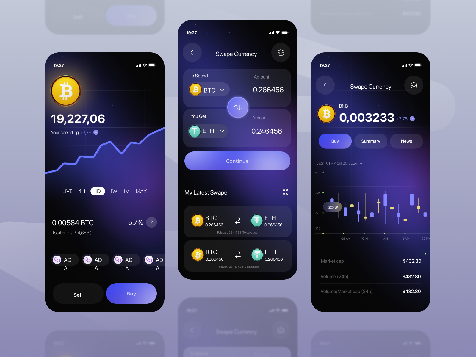 crypto currency wallet mobile ui design by Roohi Koohi ✦ on Dribbble