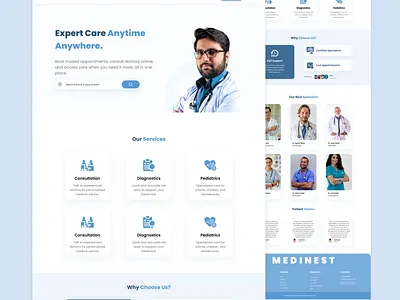 🩺 MediNest – Medical Landing Page UI android app design figma find doctor graphic design hospital ios landing page medical moinul islam moinul islam rehan rehan tranding trends ui ui design ux design web application web design xd