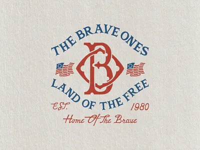 The Brave Ones Badge Logo americana brand design brand identity branding branding design clean flag hand drawn identity design illustration logo logo design monogram retro simple type typography usa vintage visual identity