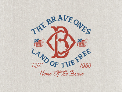 The Brave Ones Badge Logo americana brand design brand identity branding branding design clean flag hand drawn identity design illustration logo logo design monogram retro simple type typography usa vintage visual identity