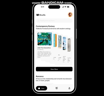 Swiping Stacked Books - Novella book app stacked cards ui uiux uiux design user inerface