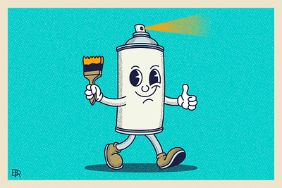 Paint Mascot_BRD_7-22-25 cartoon character character halftone illustration mascot paint can paint mascot retro spray paint