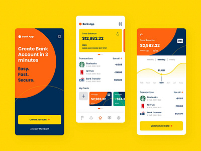 Bank App Template app branding design graphic design illustration logo typography ui ux vector