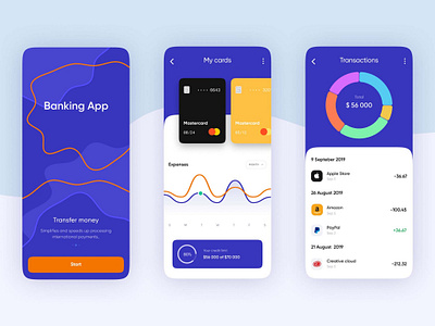 Mobile Banking App Template app branding design graphic design illustration logo typography ui ux vector