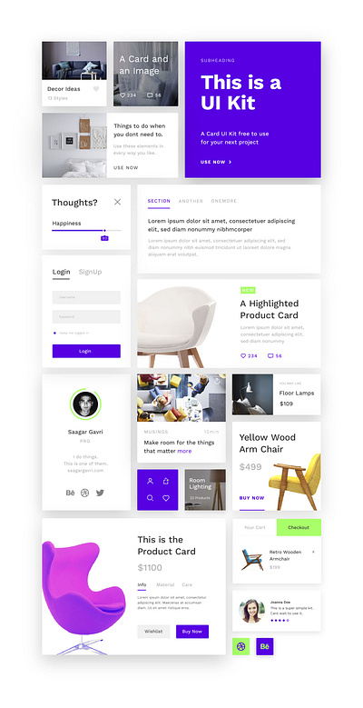 Multi-purpose Cards Ui Kit app branding design graphic design illustration logo typography ui ux vector