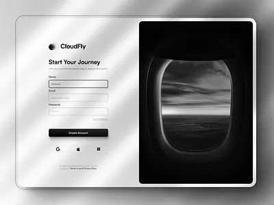 CloudFly Sign Up Interface black create account ui login ui minimal saas signup