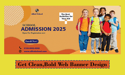 Web Banner Design For School academic design admission banner back to school banner for school clean web design creative banner educational design graphic design responsive banner design school banner school promotion web banner design web design for education
