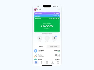 Waffle Wallet - home page app crypto mobile product ui wallet