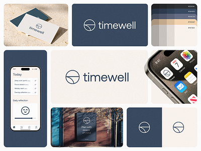Timewell — branding concept app branding brand design brand identity branding branding case study calm design concept branding dribbble showcase icon design logo logo design mindful design minimal design mobile app design modern branding productivity app soft color palette typography ui inspiration visual identity