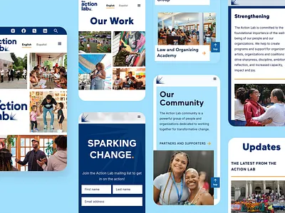 The Action Lab Website Redesign action animation automation blue branding bright community development interactions movement non profit nonprofit organization redesign ui ux web design webflow website
