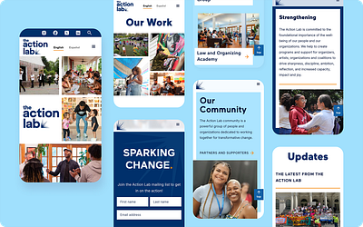 The Action Lab Website Redesign action animation automation blue branding bright community development interactions movement non profit nonprofit organization redesign ui ux web design webflow website
