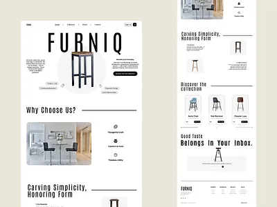 Furniq — Minimalist Furniture Landing Page aesthetic figma furniture website graphic design illustration landing page minimal modern ui product ui ux web design