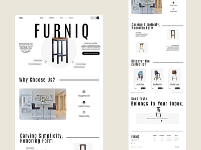 Furniq — Minimalist Furniture Landing Page aesthetic figma furniture website graphic design illustration landing page minimal modern ui product ui ux web design
