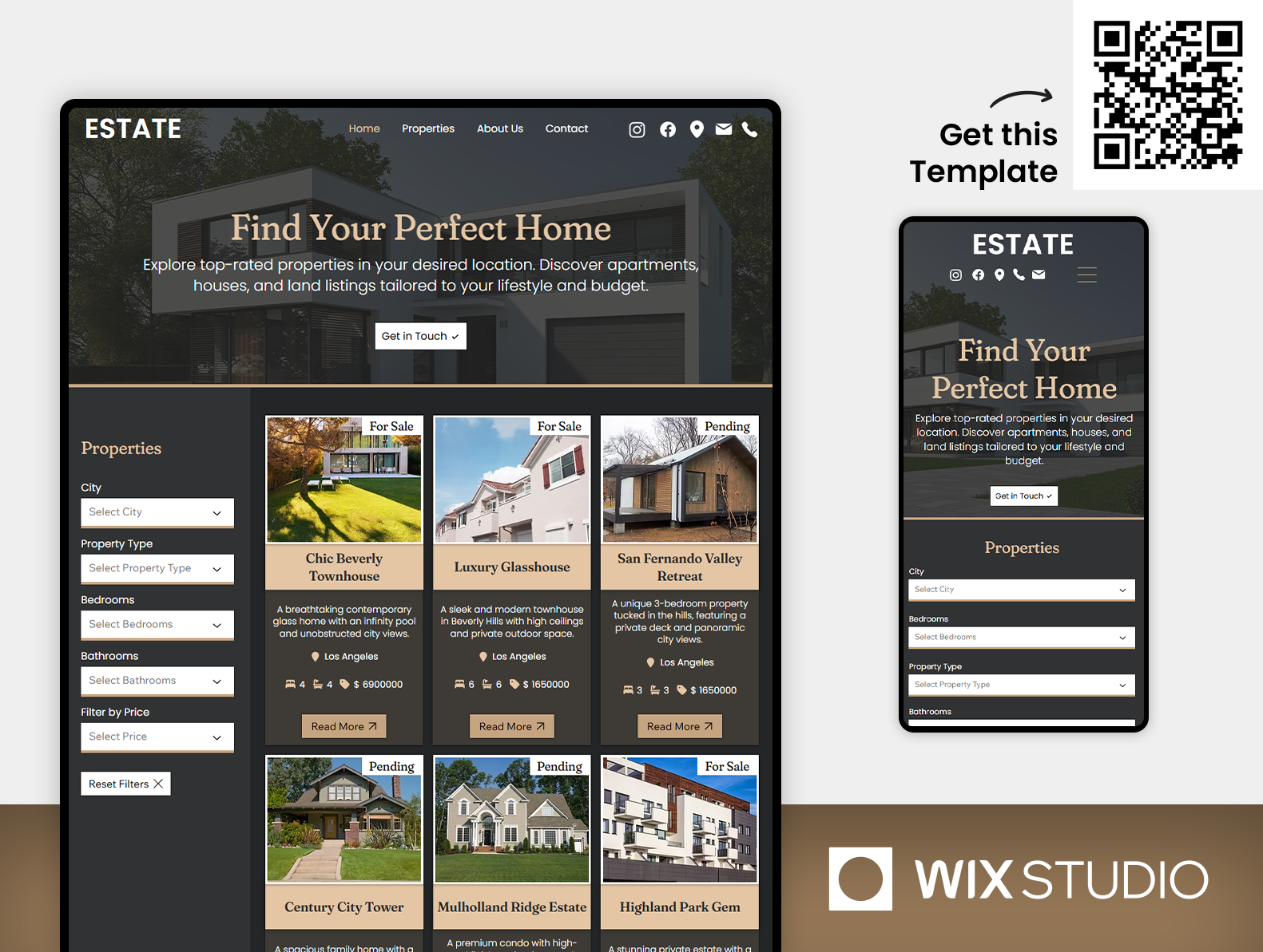 Easy-to-Edit Real Estate Website Template apartment beautiful website buy house easy to edit website template home rental house sell landlord website property business real estate agency real estate listing real estate listings real estate website realtor agency realtor website realtor website template wix realtor wix studio wix studio template wix studio website wix studio website template