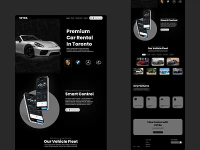 Premium Car Rental Website Design – VEYRA aesthetic car car rental figma graphic design hero section illustration landing page modern ui ui ux vehicle web design