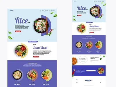 RiceBowl – Fresh Bowl Builder Landing Page 🍚🥗 aesthetic branding cafe design ecommerce figma food graphic design hero illustration landing page modern ui product restraunt rice salad ui ux web design