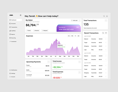 ADA Finance | Liquid Glass Web Concept banking finance ui web
