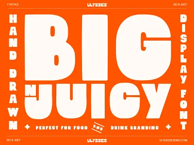 Hand-Drawn Display Font - Big N’ Juicy big bold brand identity branding chunky design display drink font font designer food graphic design hand drawn logo loud personality type type design typeface typography