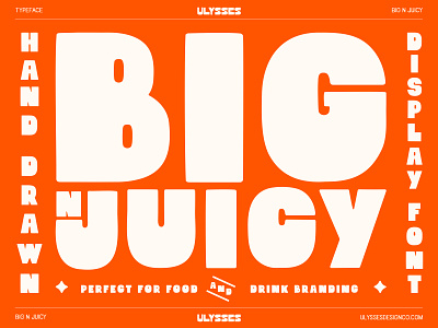 Hand-Drawn Display Font - Big N’ Juicy big bold brand identity branding chunky design display drink font font designer food graphic design hand drawn logo loud personality type type design typeface typography