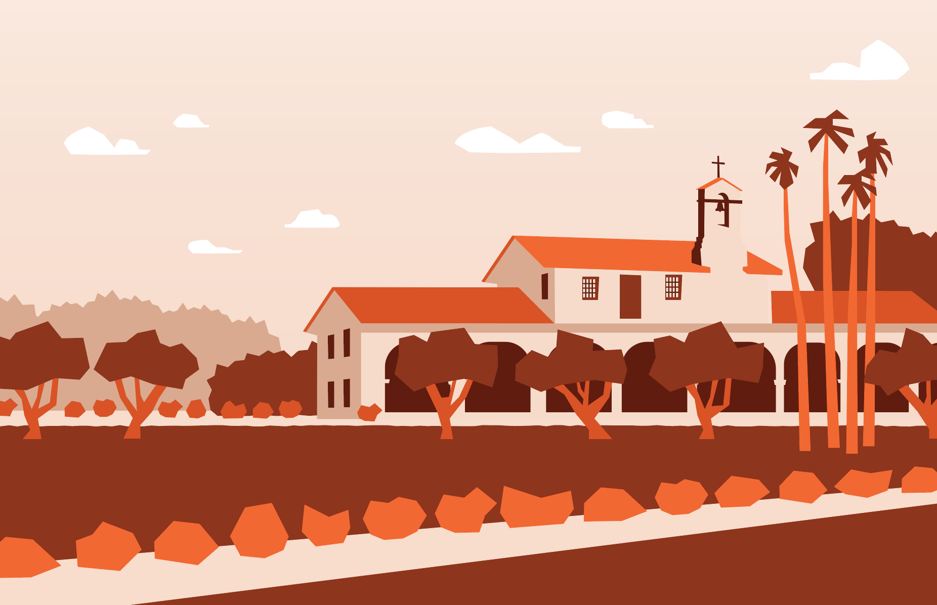 250 Years in the Sun abstract illustration branding california chapel design graphic design illustration mission mission san juan capistrano socal vector vector illustration