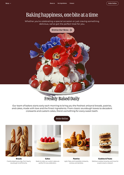 Baking happiness, one pixel at a time. bakery branding cookie design figma freelance graphic design green hero hero section landing page product design ui user experience user interface ux web design website