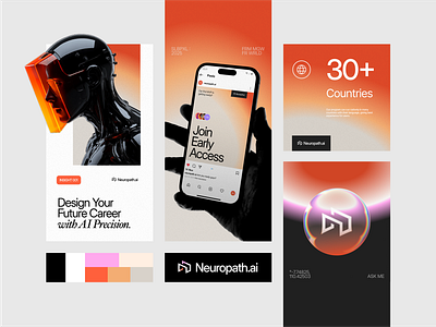 Neuropath : AI-Powered Career Advisor - Visual Identity ai ai sphere artificial intelligence brand guidelines branding corporate identity edutech glass gradient graphic design identity design layout logo logo design marketing saas social media visual branding visual identity