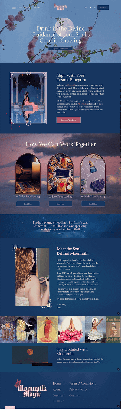 Digital Facelift for Moon-Milk Spiritual Services on SquareSpace branding logocreation squarespace squarespaceexpert squarespacewebdesign webdesign