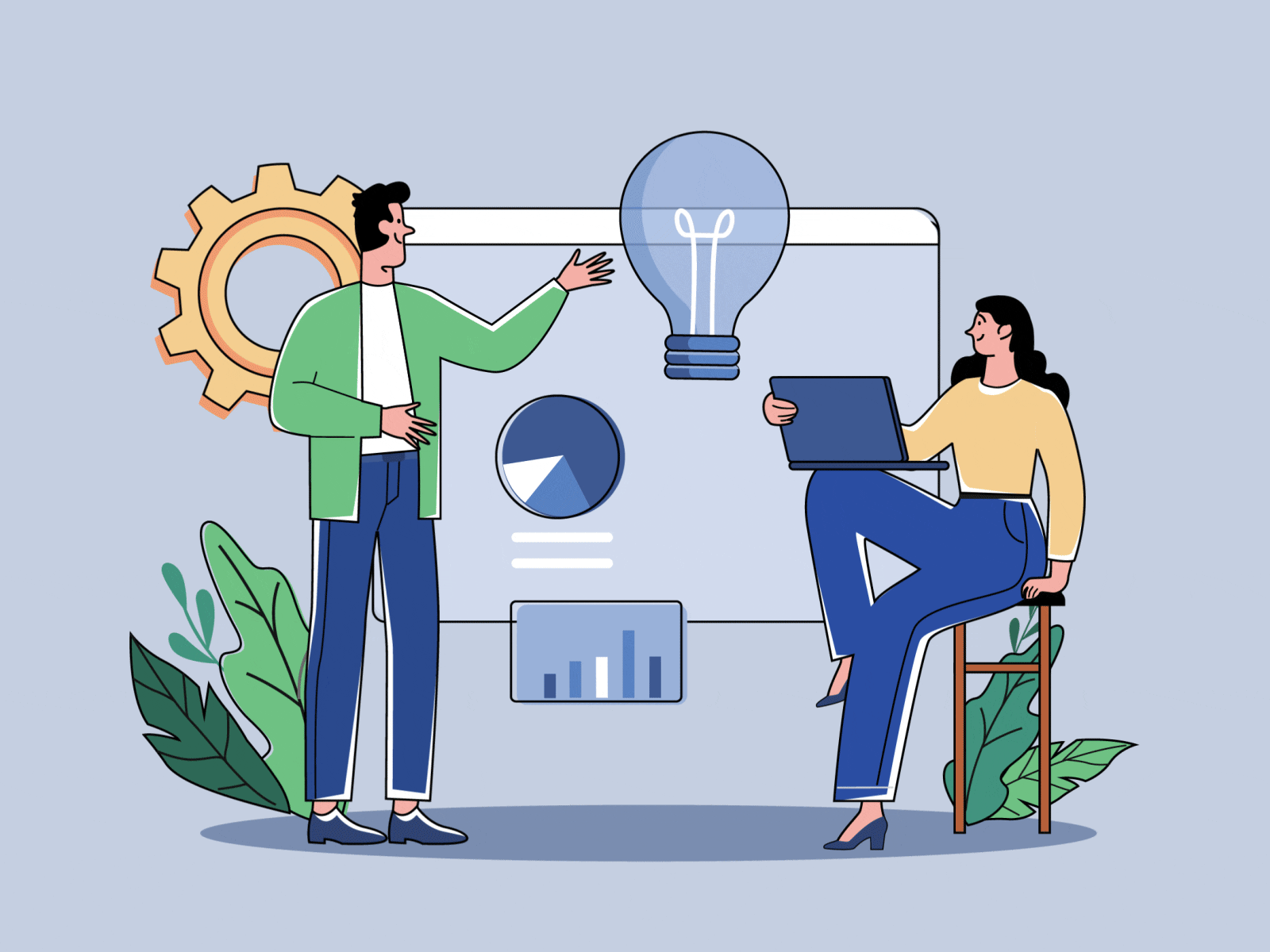 Teamwork & Ideas – Explainer Animation for UI/UX Workflow explainer gif
